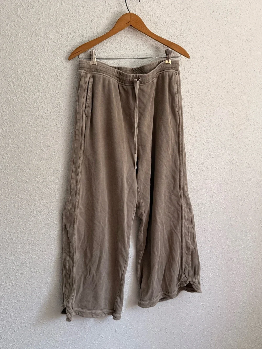 Easel taupe brown wide leg drawstring baggy pants Womens L - Picture 7 of 7